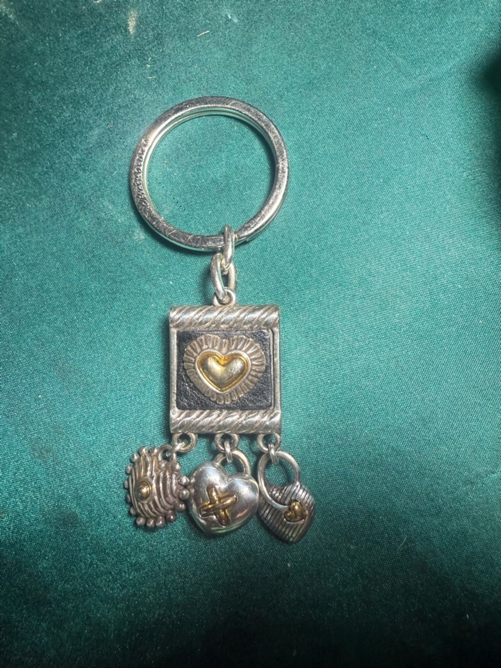 Brighton Two-Tone Heart Charm Keychain‎ in Silver and Gold